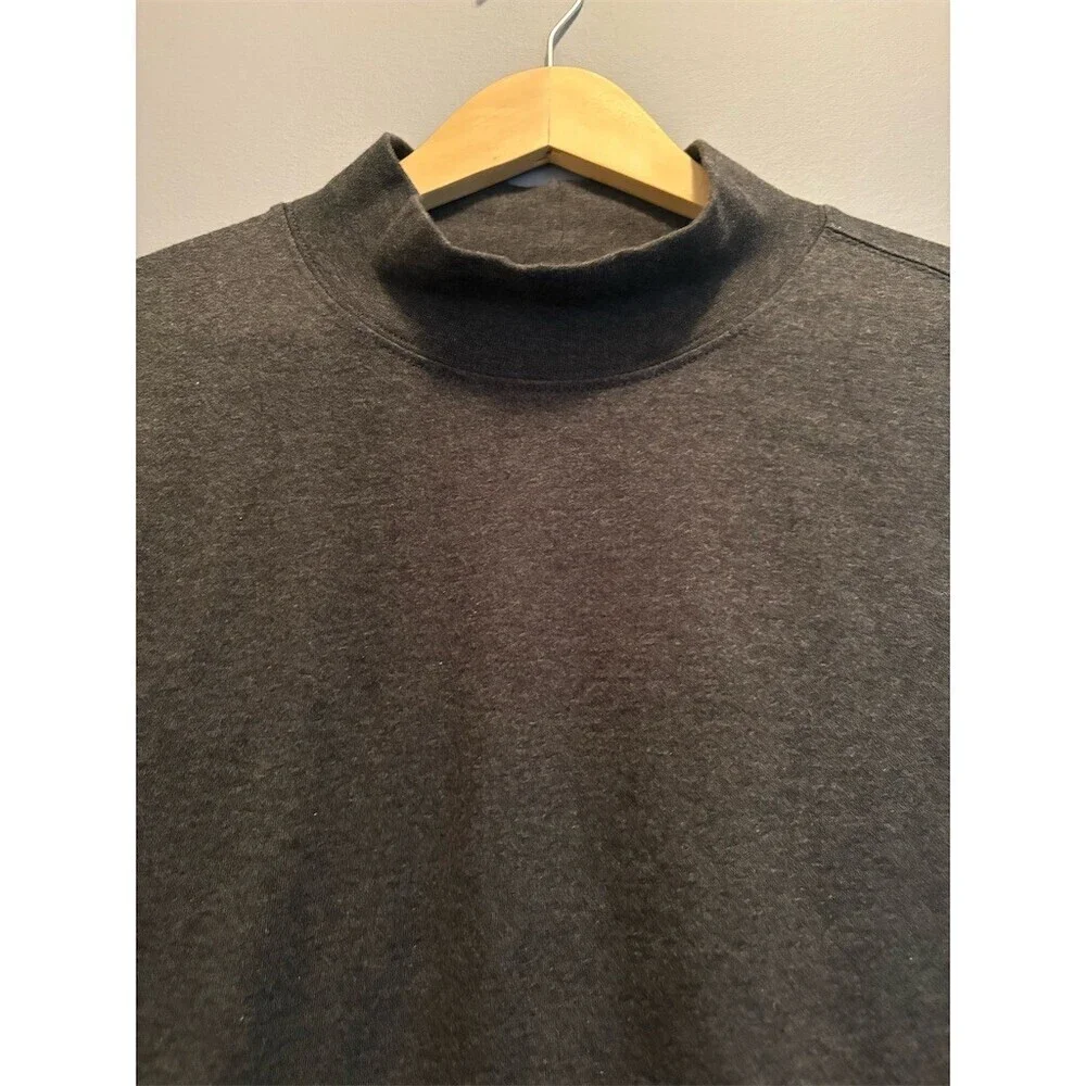 Lands' End Super-T Men's T-Shirt Size 2XL Dark Gray Heather Mock Neck Fisherman - Picture 2 of 7